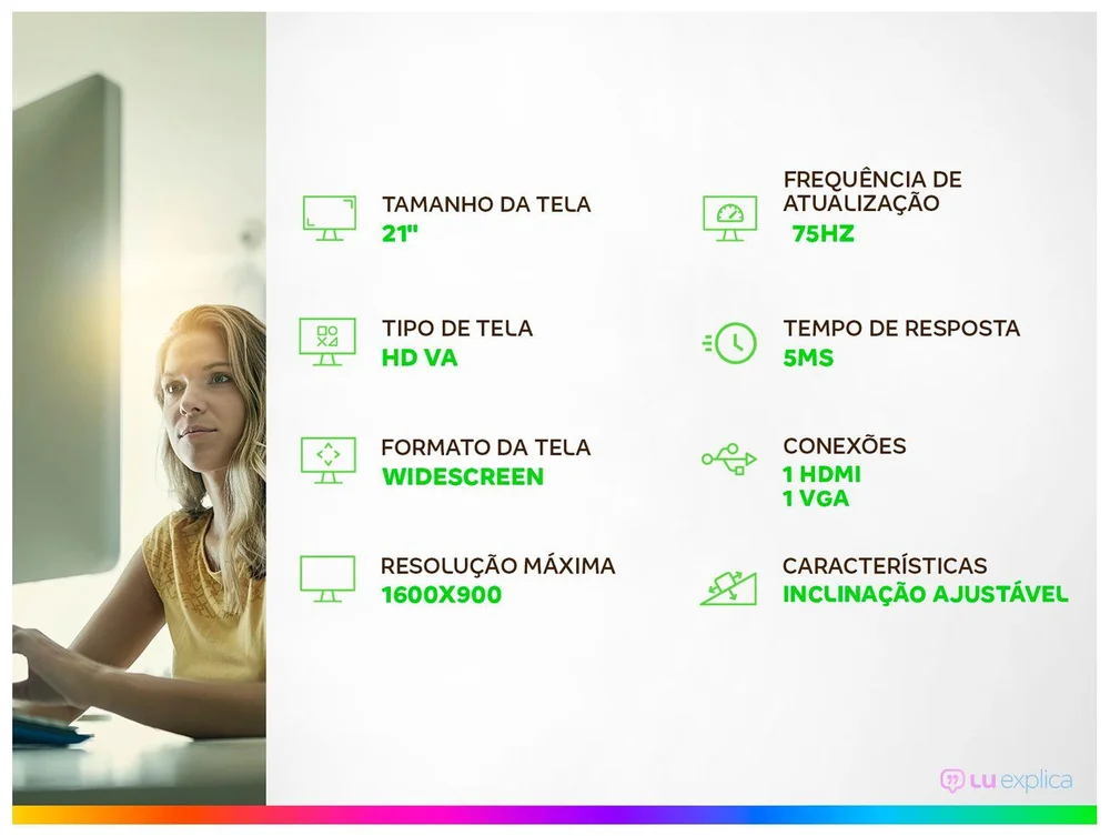 Monitor Gamer BRX 21" FHD 60Hz TN - BRX21 - Imagem 2