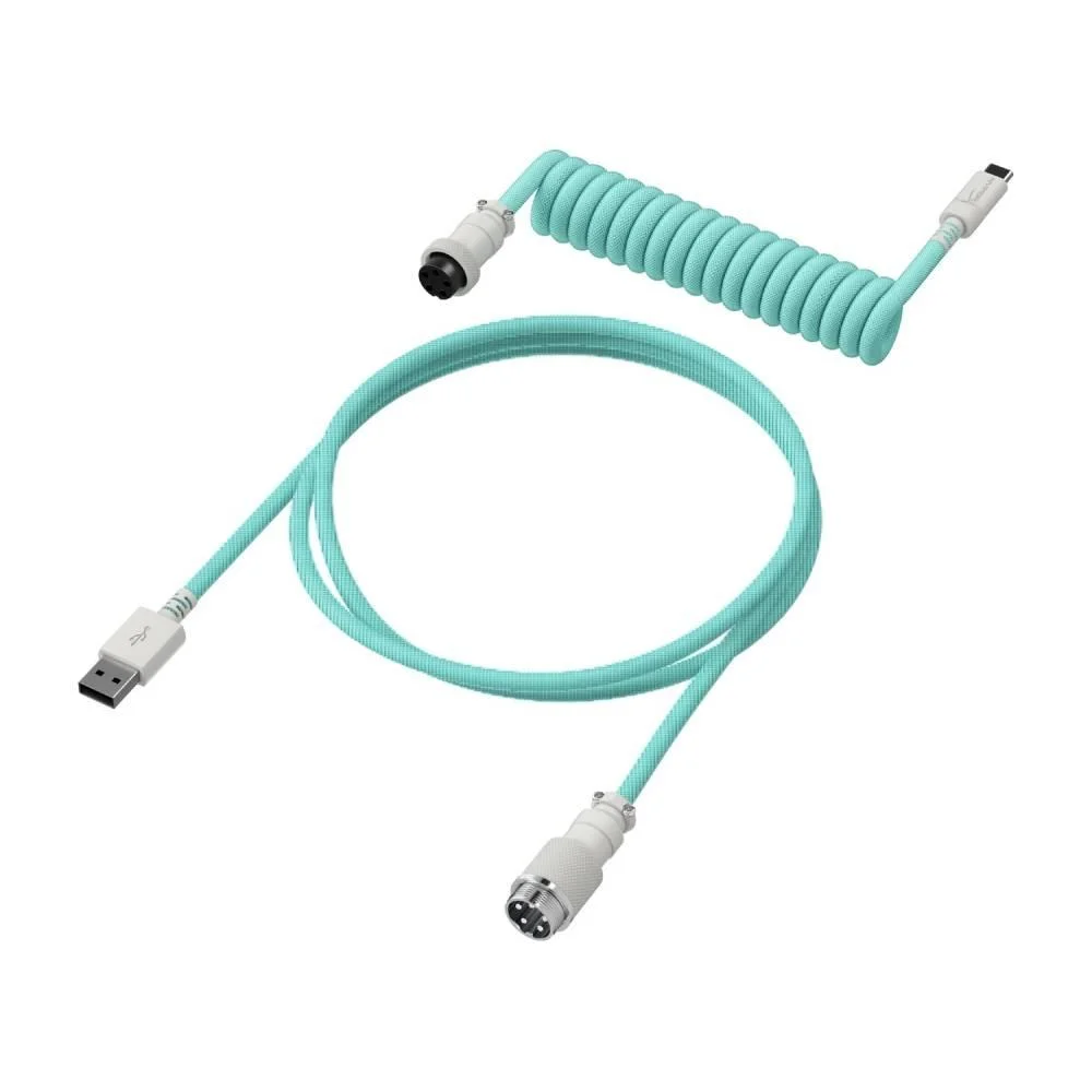 Cabo Espiral para Teclado HyperX USB-C para USB-A 1.20m Verde Claro 6J681AA - Imagem 1