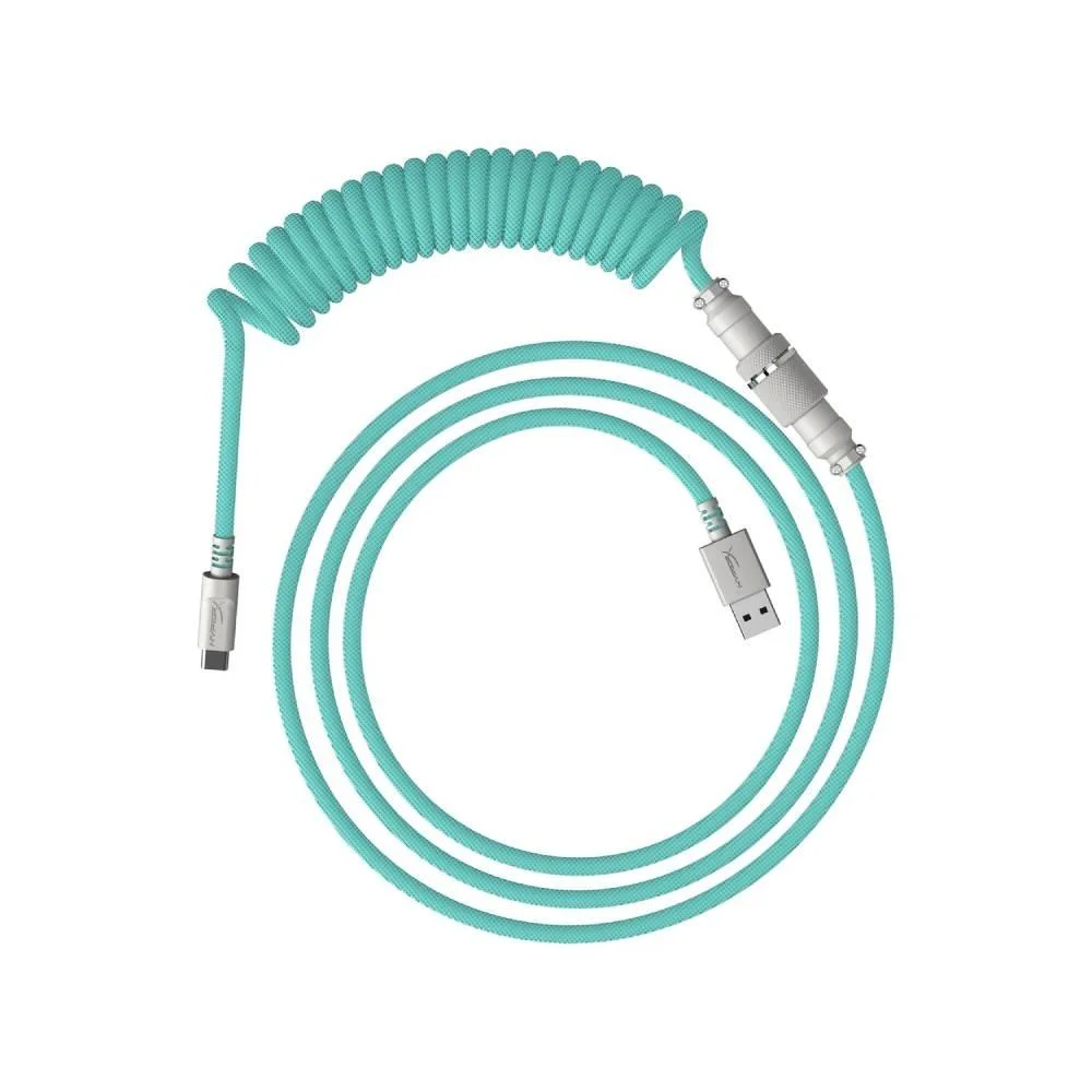 Cabo Espiral para Teclado HyperX USB-C para USB-A 1.20m Verde Claro 6J681AA - Imagem 2