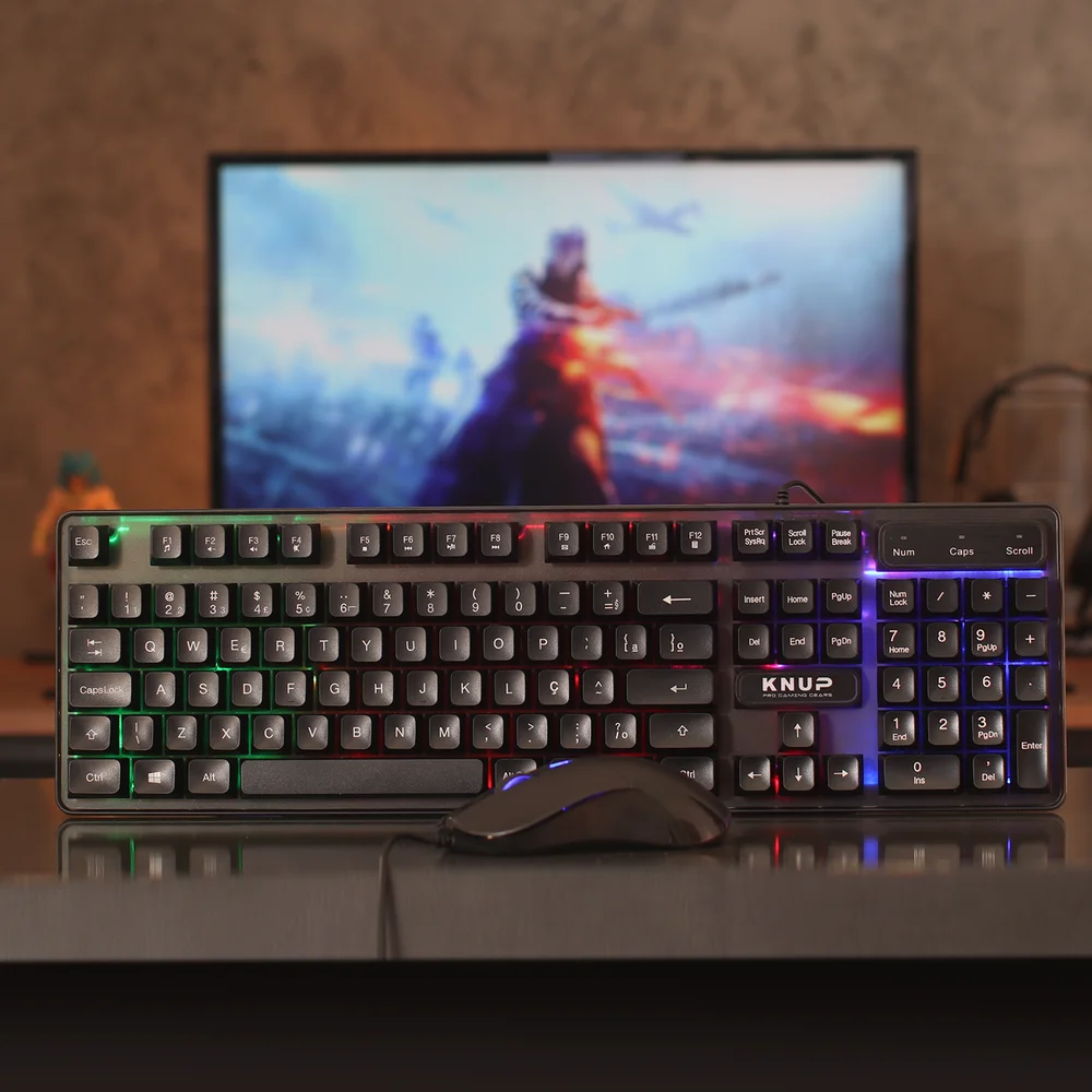 Kit Teclado Semi Mecânico Gamer + Mouse Knup LED USB KP-TE118 - Imagem 2