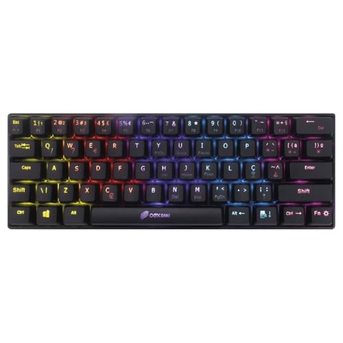 Mini Teclado Mecânico Gamer OEX Ziggy TC607 Switch Outemu Red Preto - Imagem 4