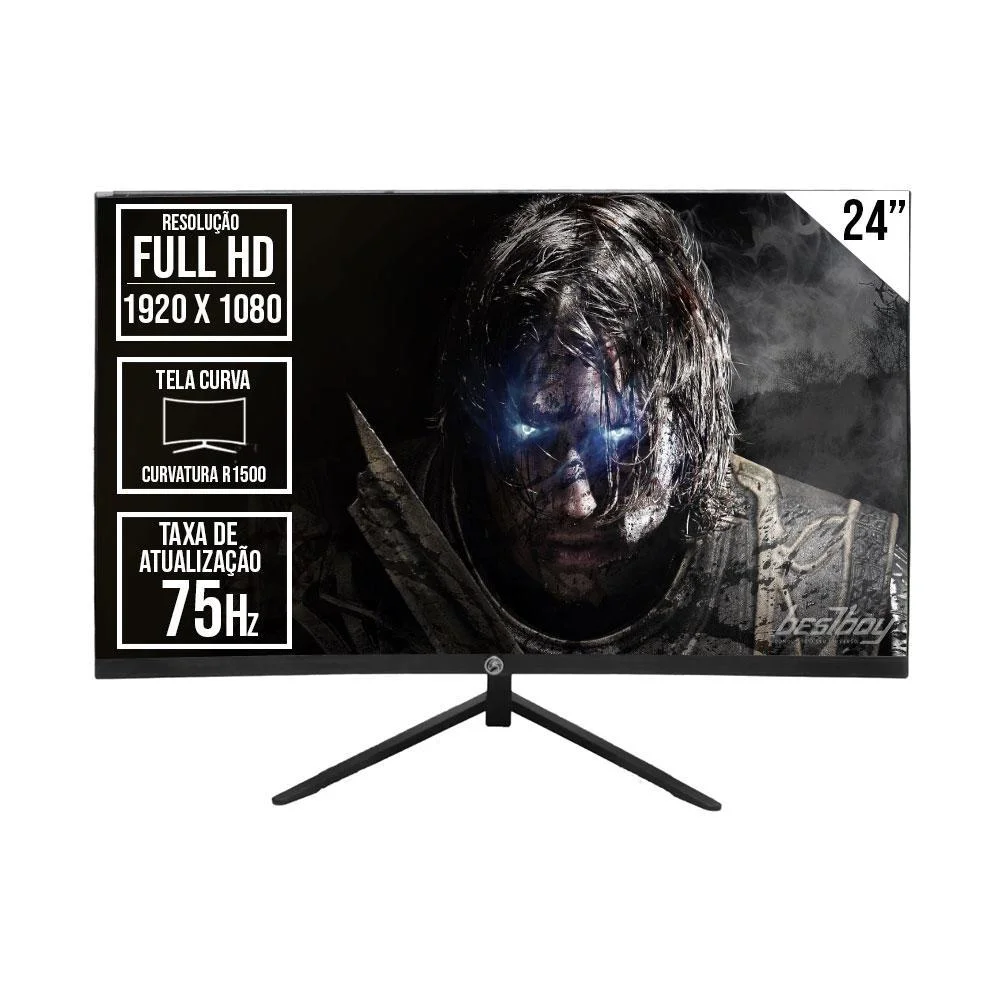Monitor Gamer BrazilPC 24" FHD 75Hz VA Curvo - BPC24 - Imagem 1