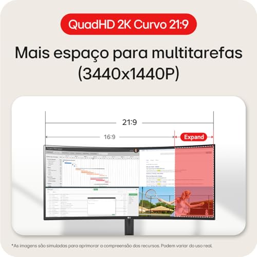 Monitor Gamer LG 34" QHD 100Hz VA Curvo - 34WR50QK-B - Imagem 2