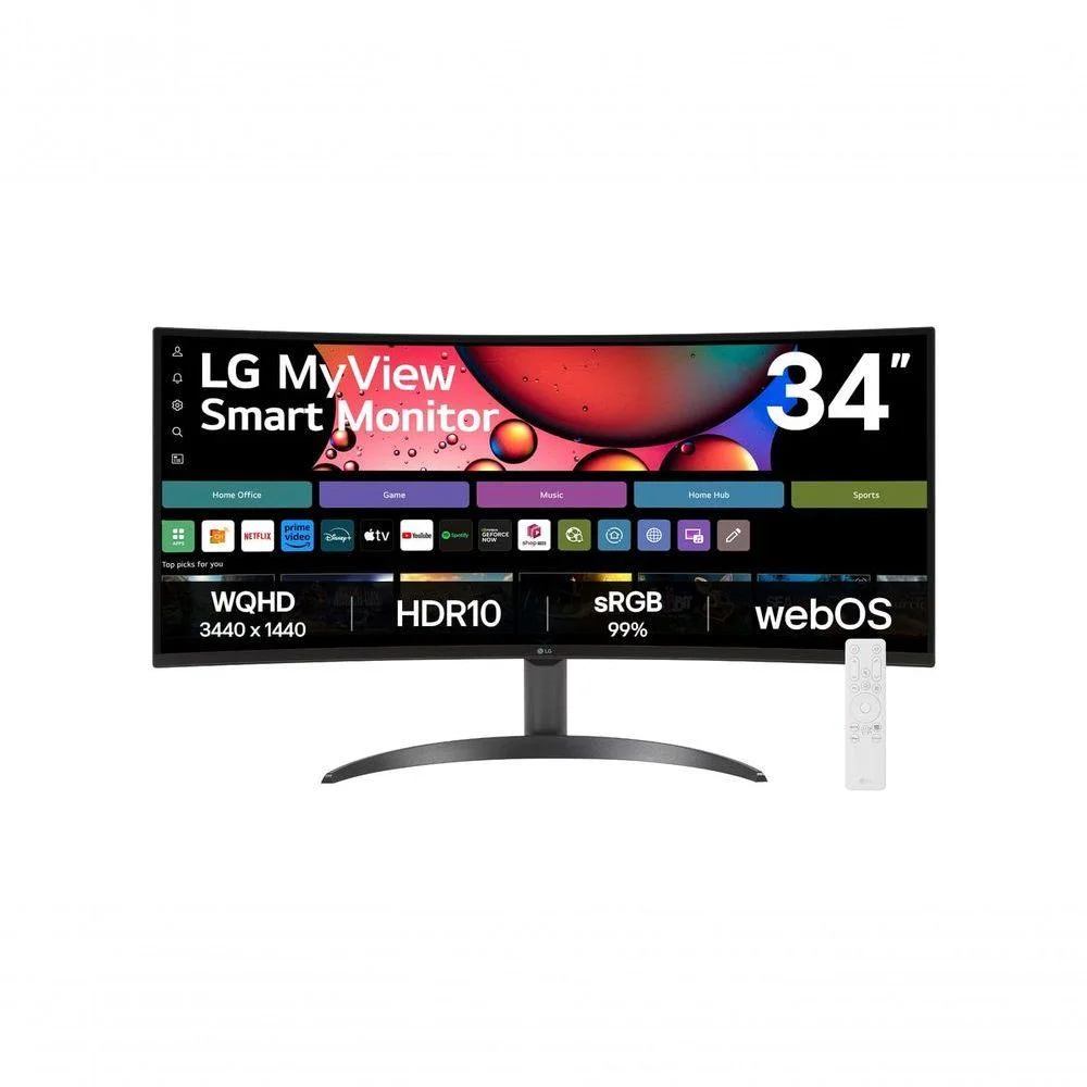 Monitor Smart LG MyView 34" WQHD 60Hz VA Curvo - 34SR60QC-B - Imagem 1