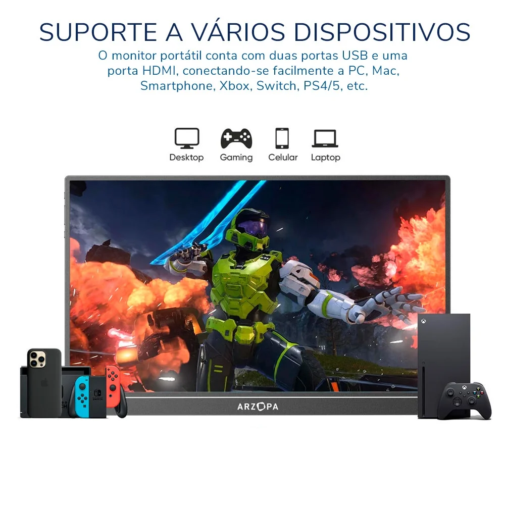 Monitor Portátil Arzopa A1T 15.6" FHD 60Hz IPS Touch - A1T - Imagem 2
