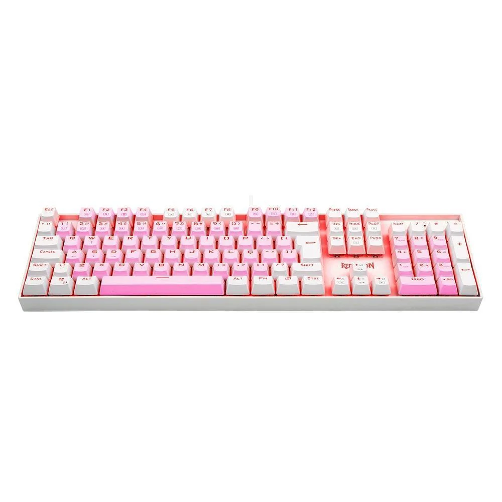 Teclado Mecânico Gamer Redragon Mitra Switch Azul ABNT2 Rosa e Branco K551PW PT-BLUE - Imagem 2