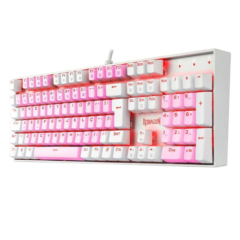Teclado Mecânico Gamer Redragon Mitra Switch Azul ABNT2 Rosa e Branco K551PW PT-BLUE - Imagem 3
