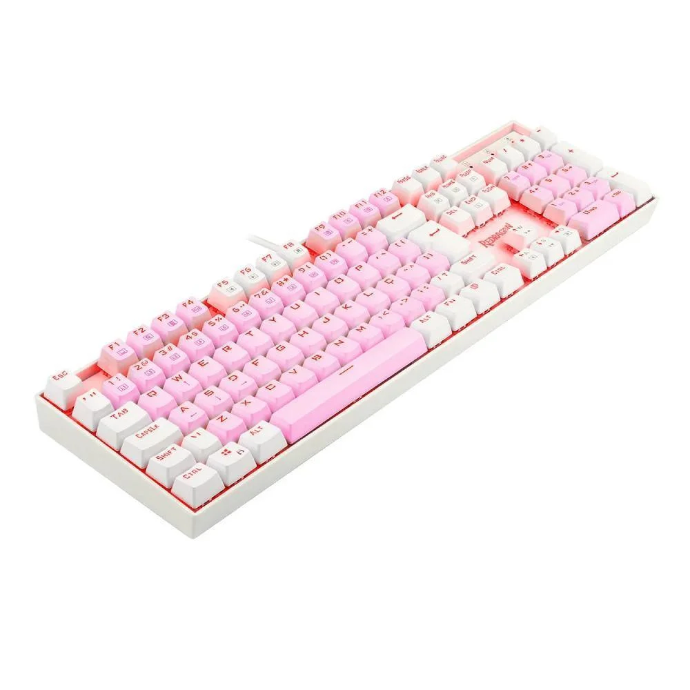 Teclado Mecânico Gamer Redragon Mitra Switch Azul ABNT2 Rosa e Branco K551PW PT-BLUE - Imagem 4