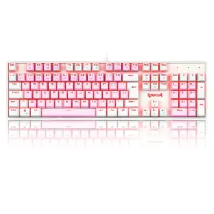 Teclado Mecânico Gamer Redragon Mitra Switch Marrom ABNT2 Rosa e Branco K551PW PT-BROWN