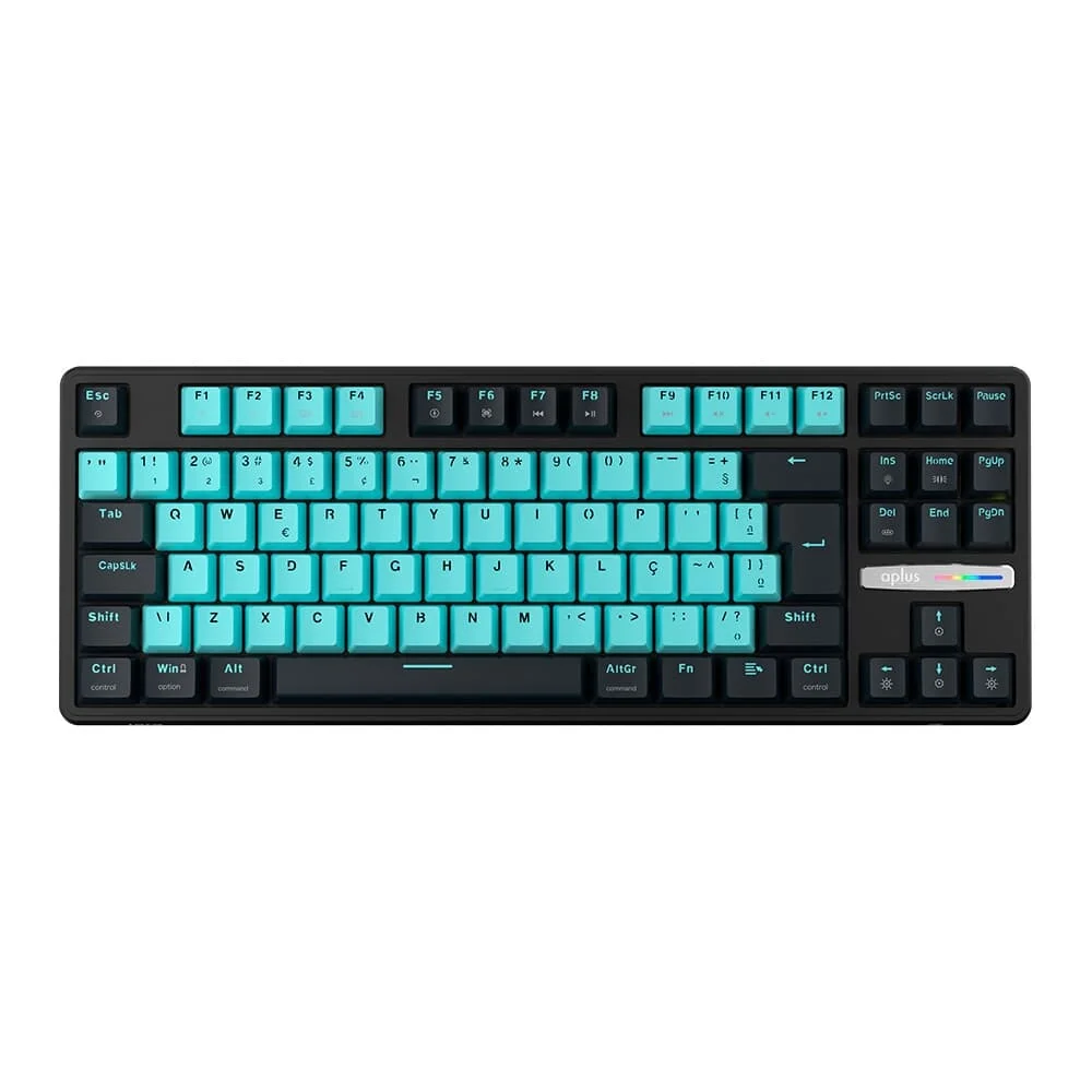 Teclado Gamer Aplus Gasket Iara Obsidian Aqua 80% Switch Red Huano Hotswap Preto AK400A - Imagem 2