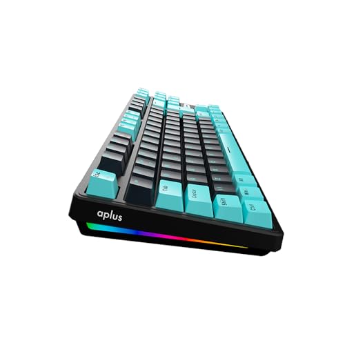 Teclado Gamer Aplus Gasket Iara Obsidian Aqua 80% Switch Blue Huano Hotswap Preto AK400 - Imagem 2