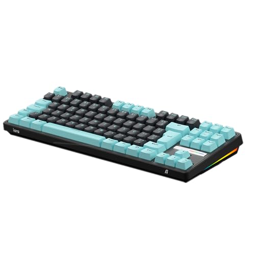 Teclado Gamer Aplus Gasket Iara Obsidian Aqua 80% Switch Blue Huano Hotswap Preto AK400 - Imagem 3