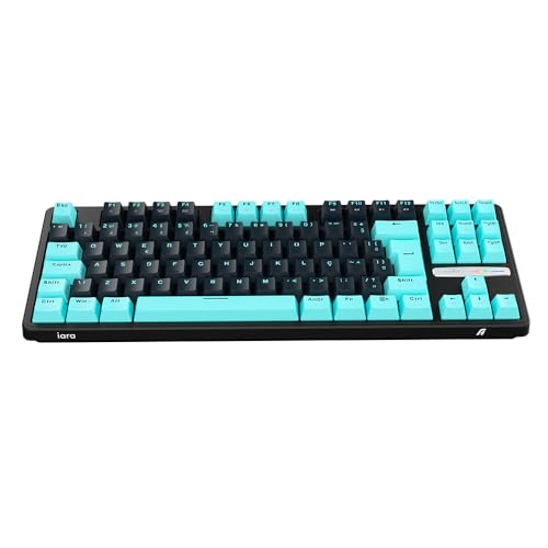 Teclado Gamer Aplus Gasket Iara Obsidian Aqua 80% Switch Blue Huano Hotswap Preto AK400