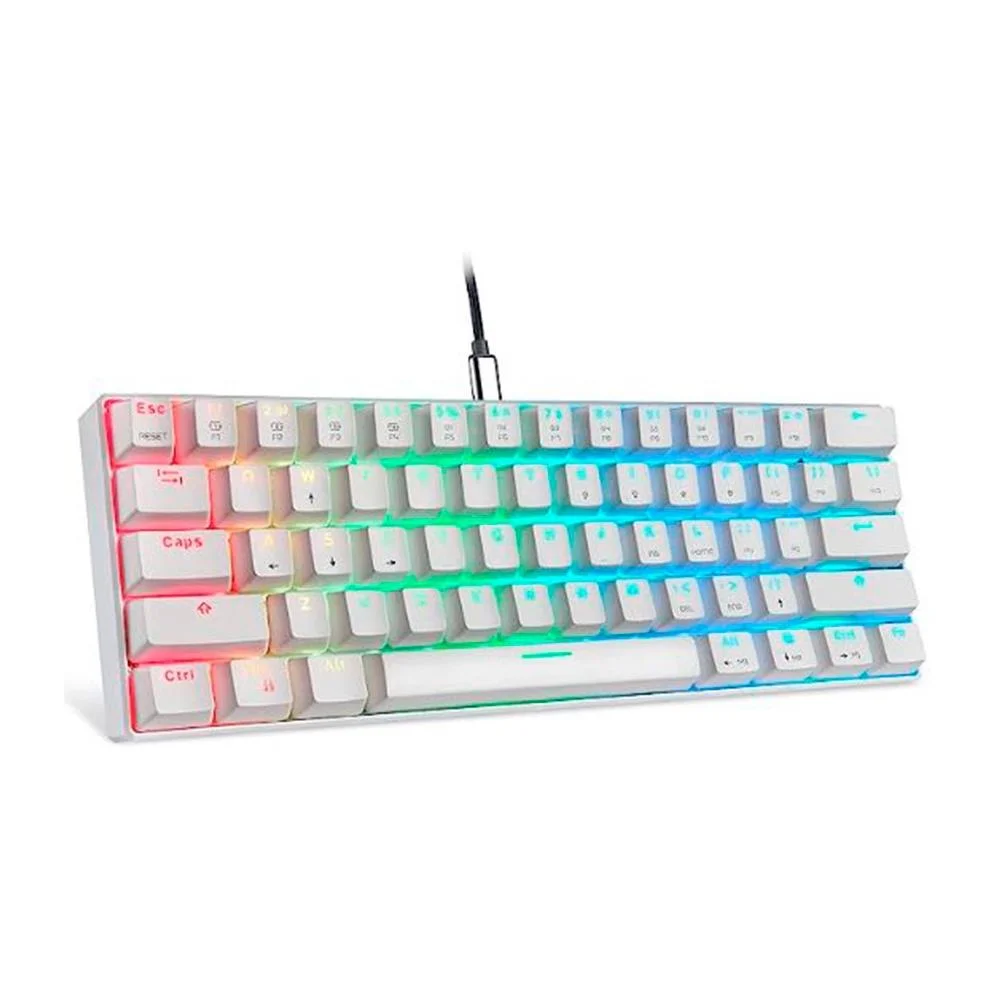 Teclado Gamer Motospeed RGB USB-C Switch Red Anti-Ghosting ABNT2 Branco CK61 - Imagem 1
