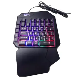 Teclado Gamer Single Handed Uma Mão Semi-Mecânico RGB USB