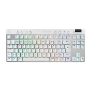 Teclado Mecânico Gamer Sem Fio Logitech G Pro X TKL RGB Lightsync Switch GX Brown Tactile US Branco 920-012143