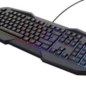 Teclado Gamer Trust Avonn GTX 830-W LED Rainbow Anti-Ghosting Multimídia USB Preto 21621