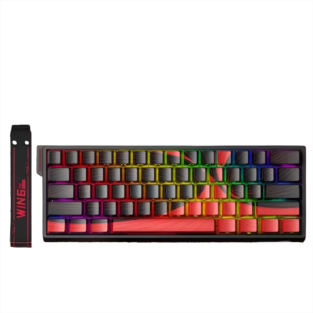 Teclado Magnético Aula Win60HE 8000hz Preto e Vermelho - Imagem 2