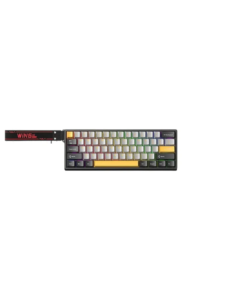 Teclado Magnético Gamer Aula Win60 HE 8000Hz Preto e Amarelo - Imagem 1