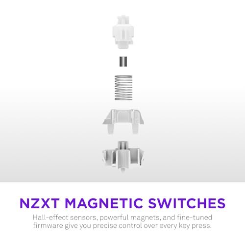 Teclado Magnético Gamer Sem Fio NZXT Function Elite MiniTKL RGB USB-C Branco KB-101NW-US - Imagem 3