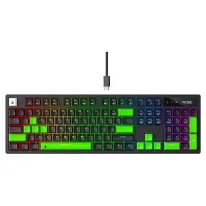 Teclado Mecânico Gamer Rise Mode GM2 Full Black and Green 2 em 1 RGB Switch Outemu Blue USB-C Preto RM-TCM-GM2F-BBLUE