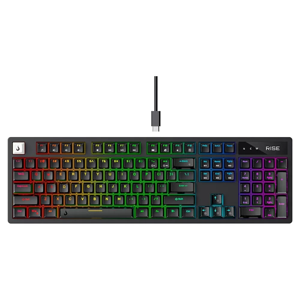 Teclado Mecânico Gamer Rise Mode GM2 Full Black and Green RGB Switch Outemu Red USB-C Preto RM-TCM-GM2F-BRED - Imagem 2