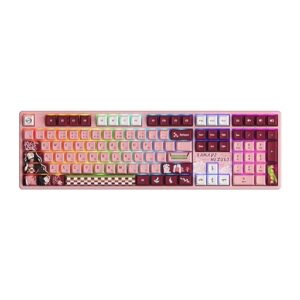 Teclado Mecânico Gamer Akko 5108B-Plus Demon Slayer Kamado Nezuko RGB Bluetooth Switch Cream Yellow V3 Pro N-Key ANSI Rosa