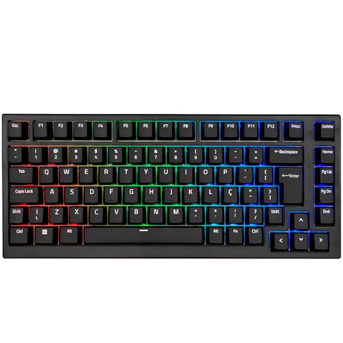 Teclado Mecânico Gamer Akko MG75 Switch Silver V3 Pro ABNT2 Preto