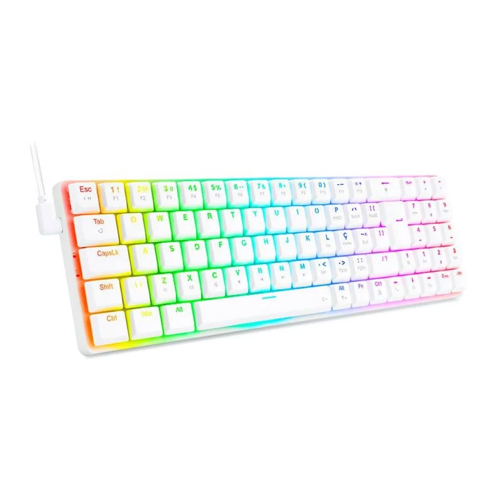 Teclado Mecânico Gamer Redragon Ashe RGB Switch Azul Branco - Imagem 2