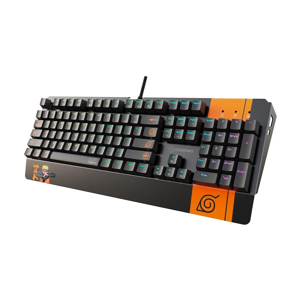 Teclado Mecânico Gamer Checkpoint KX-500 RGB Switch Red Anti-Ghosting Leaf Ninja Full Naruto Preto e Laranja NA-KB-1001 - Imagem 2