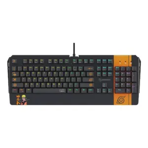 Teclado Mecânico Gamer Checkpoint KX-500 RGB Switch Red Anti-Ghosting Leaf Ninja Full Naruto Preto e Laranja NA-KB-1001