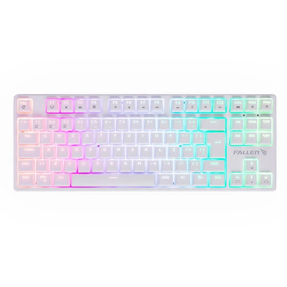 Teclado Mecânico Gamer Fallen Pantera TKL RGB Switch Blue Anti Ghosting ABNT2 Branco TE-FA-PA-BR-TK-SA - Imagem 1