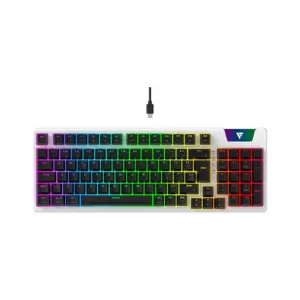 Teclado Mecânico Gamer Force One Atlas Pro RGB Switch Huano Red Hotswap Branco FR.TC.AP.01