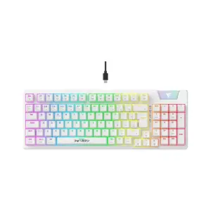 Teclado Mecânico Gamer Force One Yari RGB Switch Gateron Amarelo Keycap Personalizável Hotswap Cabo Removível Branco FR.TC.YA.01