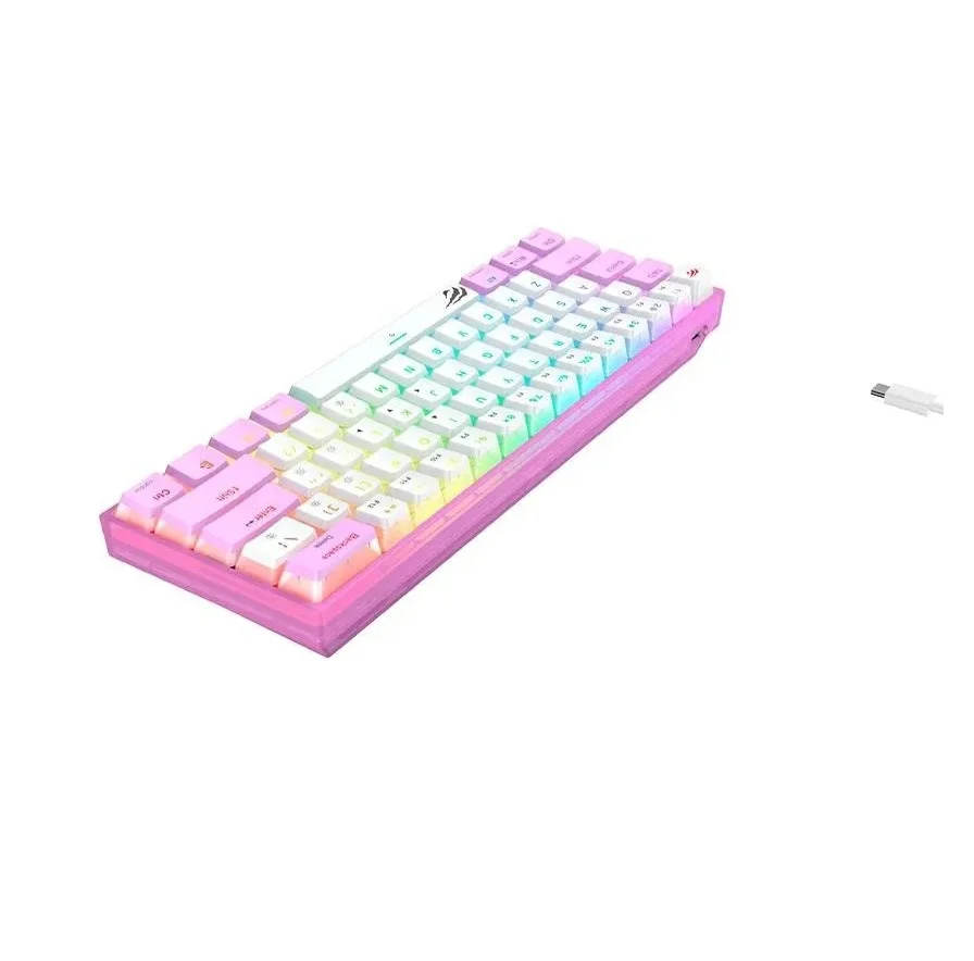 Teclado Mecânico Gamer Havit KB877L 60% RGB Switch Red Branco e Roxo - Imagem 4