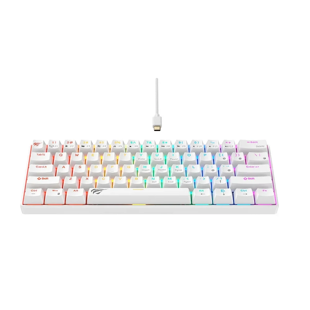 Teclado Mecânico Gamer Havit KB903L 60% Switch Red US USB-C Branco - Imagem 3