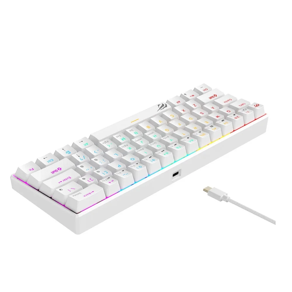 Teclado Mecânico Gamer Havit KB903L 60% Switch Red US USB-C Branco - Imagem 4