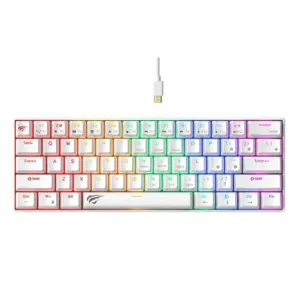 Teclado Mecânico Gamer Havit KB903L 60% Switch Red US USB-C Branco