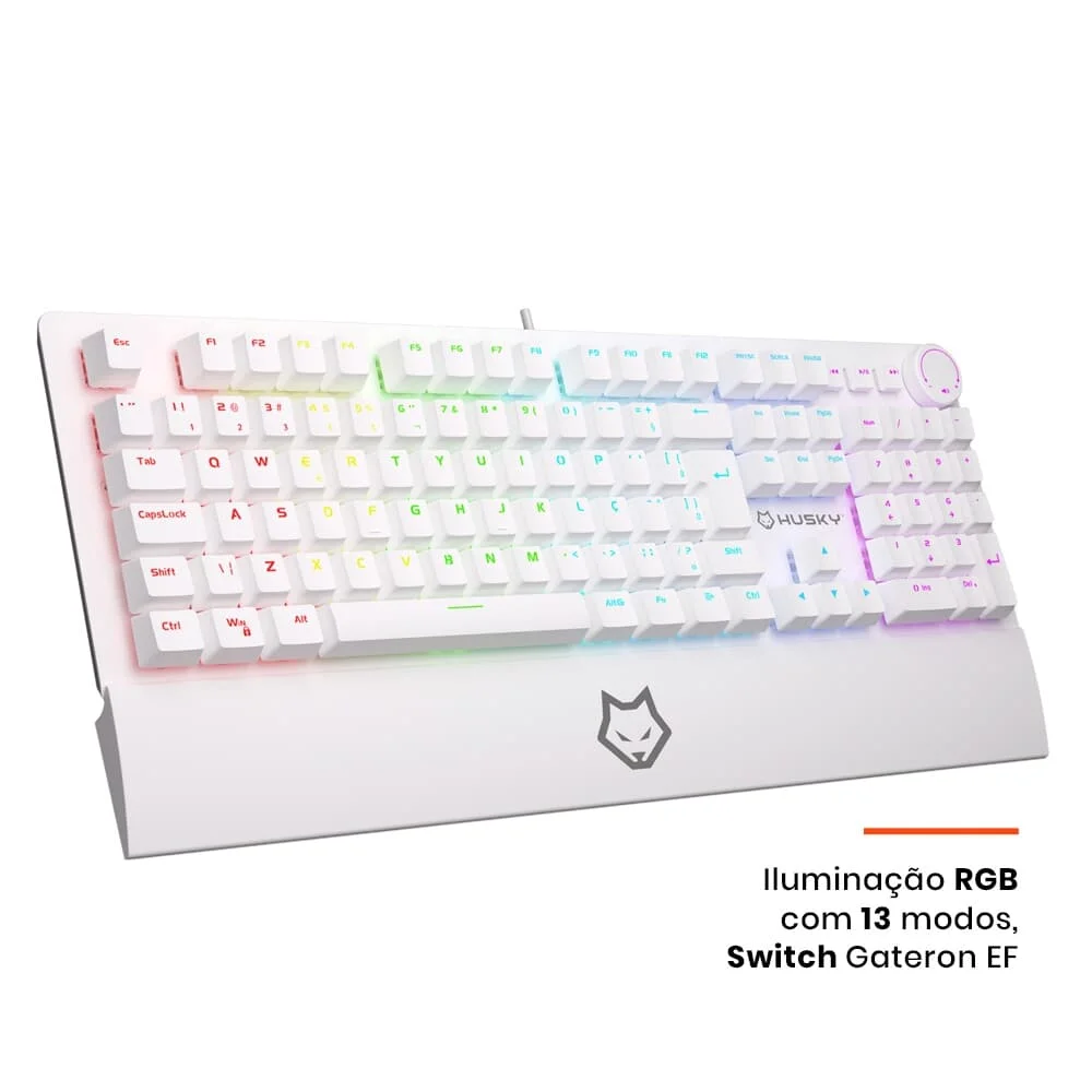 Teclado Mecânico Gamer Husky Anchorage Full Size RGB Switch Gateron EF Brown ABNT2 Branco HTG200BRMA - Imagem 2