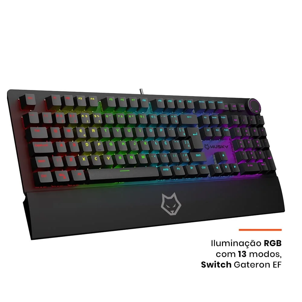 Teclado Mecânico Gamer Husky Anchorage Full Size RGB Switch Gateron EF Brown ABNT2 Preto HTG200PTMA - Imagem 2