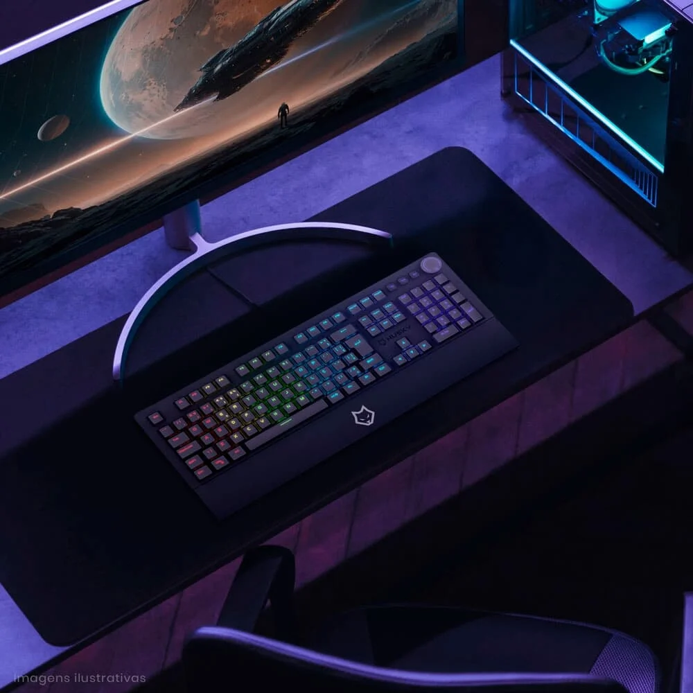 Teclado Mecânico Gamer Husky Anchorage Full Size RGB Switch Gateron EF Brown ABNT2 Preto HTG200PTMA - Imagem 4