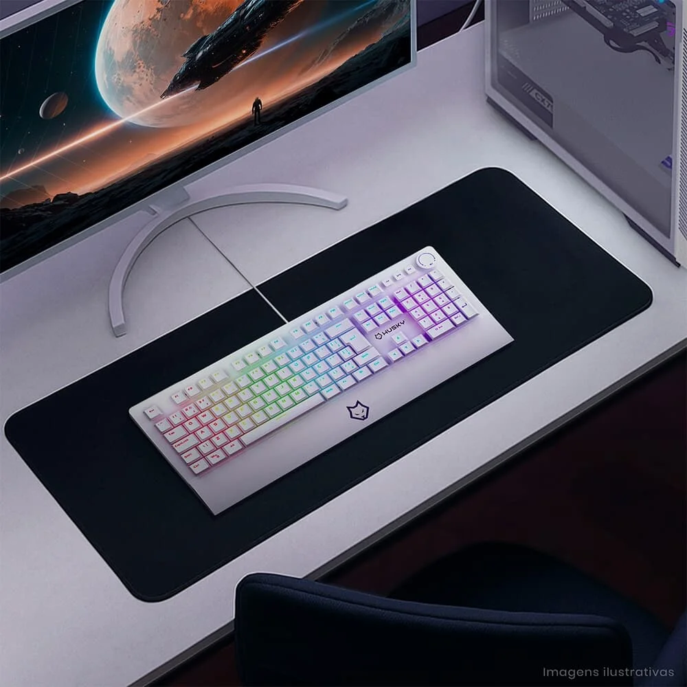 Teclado Mecânico Gamer Husky Anchorage Full Size RGB Switch Gateron EF Red ABNT2 Branco HTG200BRVR - Imagem 4