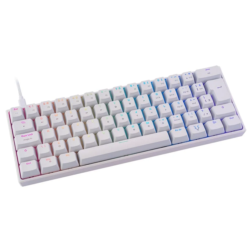 Teclado Mecânico Gamer Husky Blizzard RGB Switch Gateron Red 60% ABNT2 Branco HTG001BRVR - Imagem 1