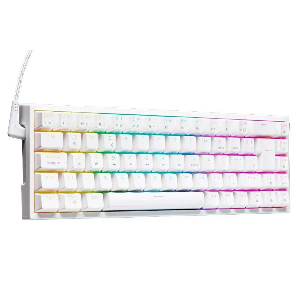 Teclado Mecânico Gamer Husky HailStorm 65% RGB Switch Gateron Brown ABNT2 Branco HTG002BRMA - Imagem 2