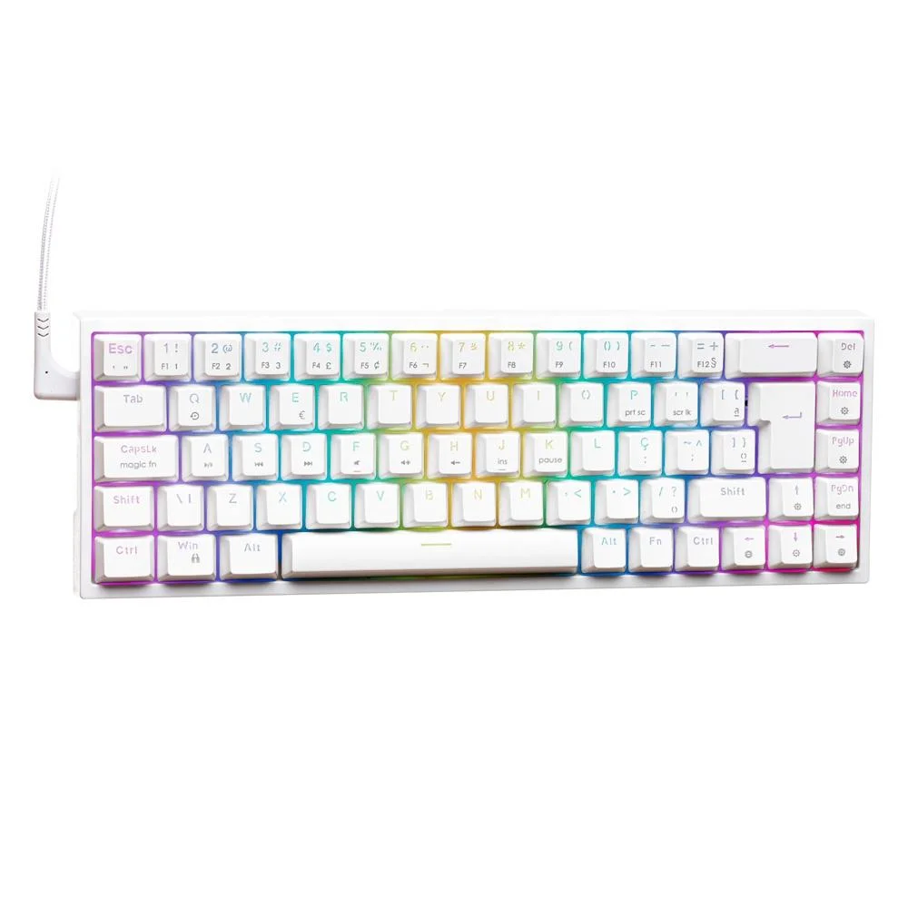 Teclado Mecânico Gamer Husky HailStorm RGB Switch Gateron Red 65% ABNT2 Branco HTG002BRVR - Imagem 1