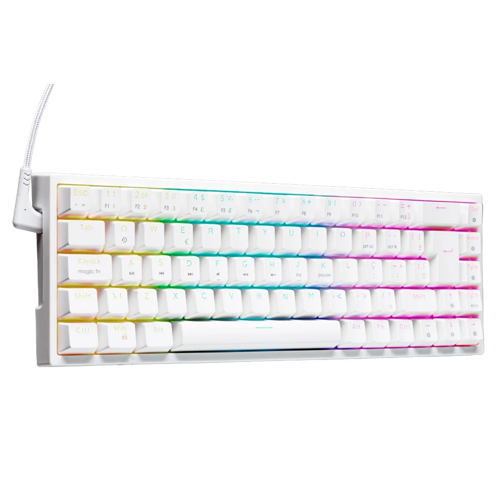 Teclado Mecânico Gamer Husky HailStorm RGB Switch Gateron Red 65% ABNT2 Branco HTG002BRVR - Imagem 2