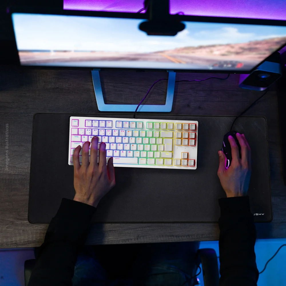 Teclado Mecânico Gamer Husky Sled TKL RGB Switch Gateron G Pro Brown ABNT2 Branco HTG500BRMA - Imagem 3