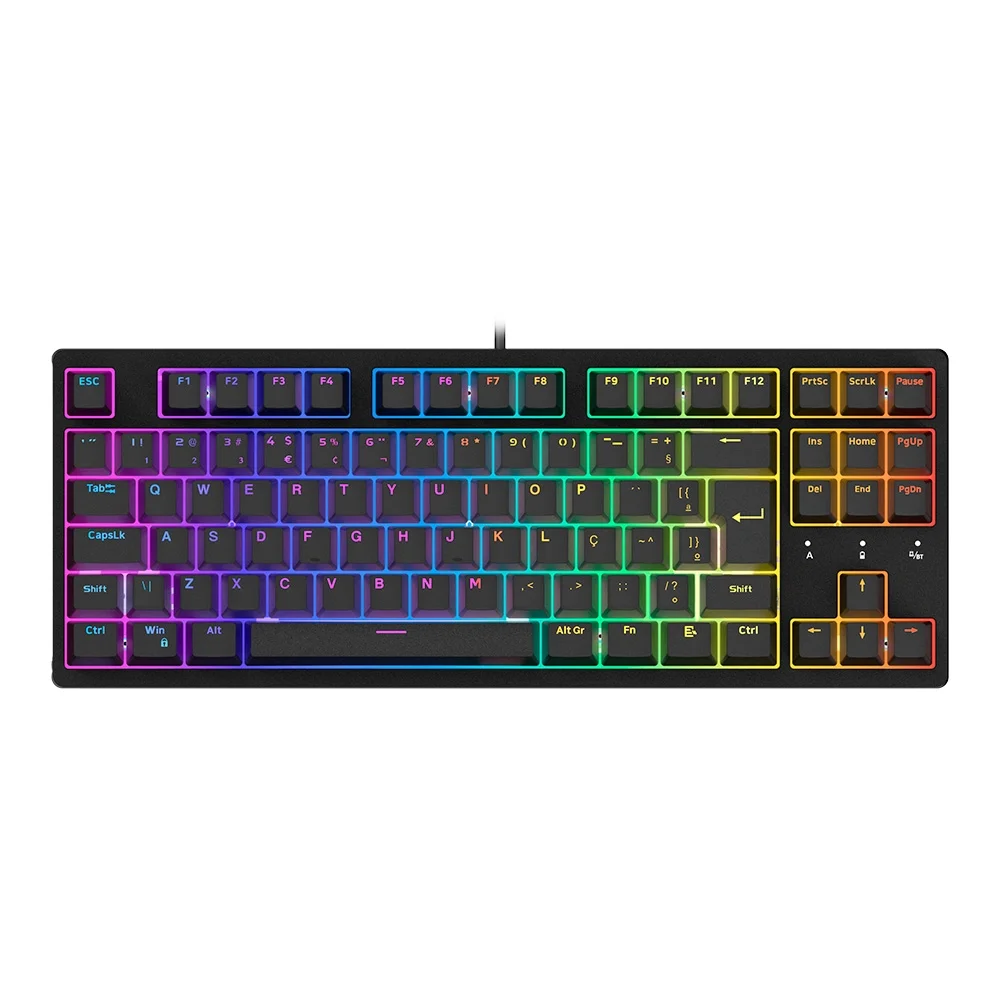 Teclado Mecânico Gamer Husky Sled TKL RGB Switch Gateron G Pro Red ABNT2 Preto HTG500PTVR - Imagem 1