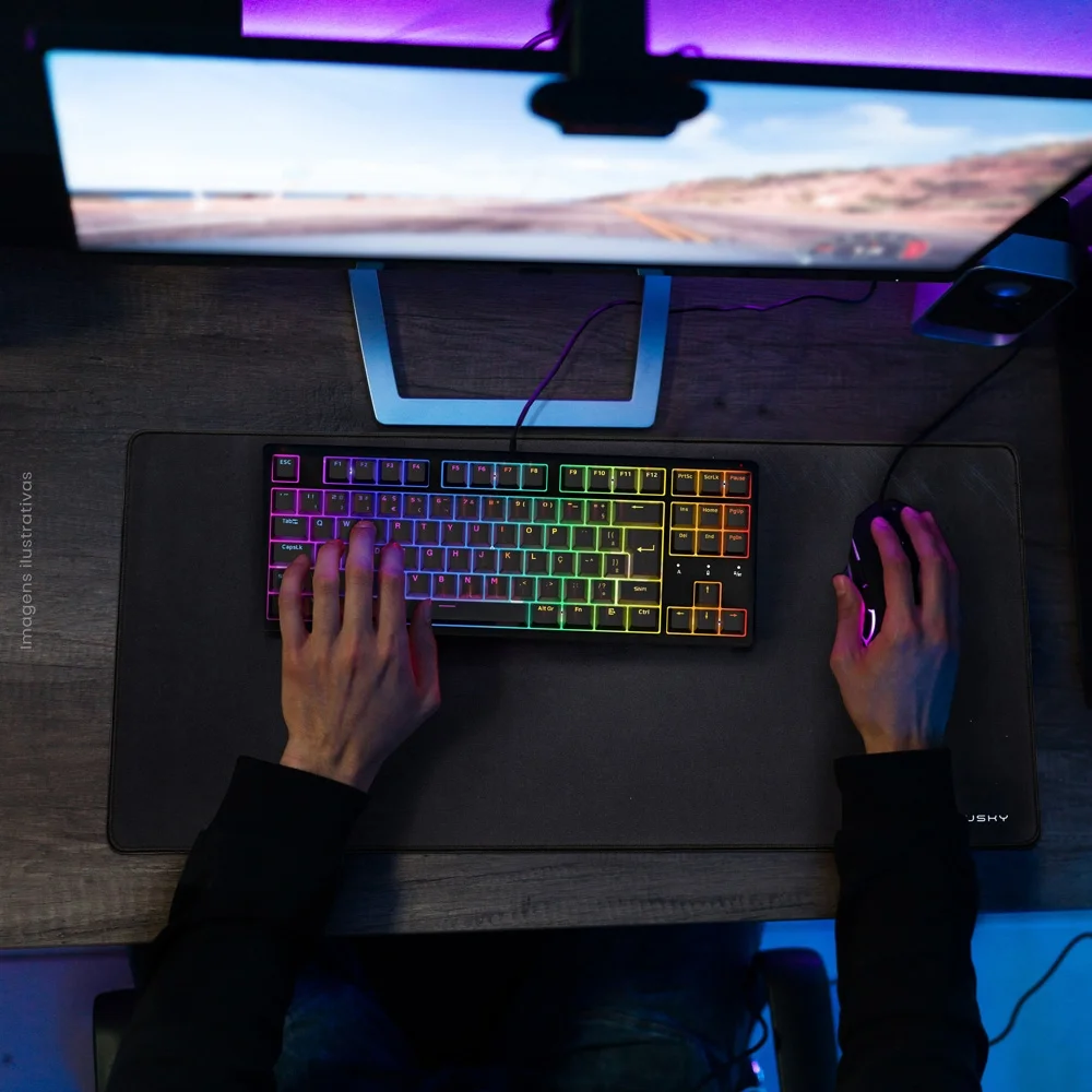 Teclado Mecânico Gamer Husky Sled TKL RGB Switch Gateron G Pro Red ABNT2 Preto HTG500PTVR - Imagem 3