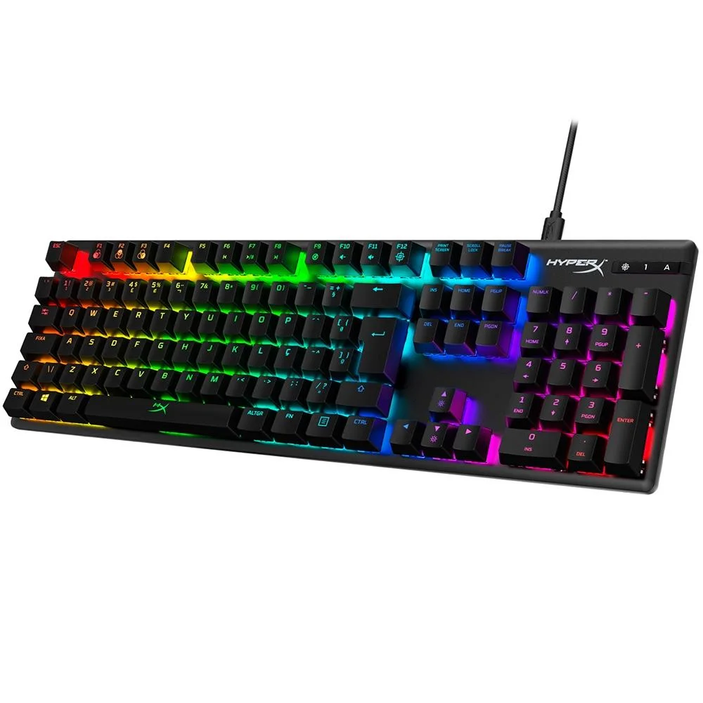 Teclado Mecânico Gamer HyperX Alloy Origins RGB Switch HyperX Red ABNT2 Preto 4P4F6A2#AC4 - Imagem 1